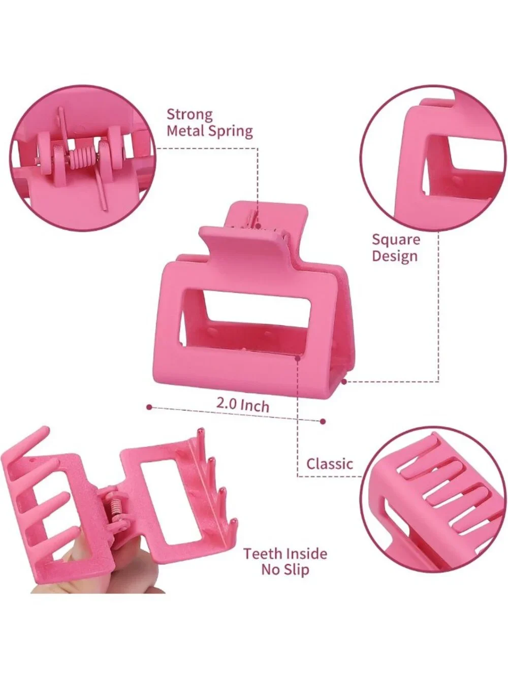 Colorful 2-Inch Medium Hair Claw Clips - 12 Pcs Matte Nonslip Acrylic Jaw Clips